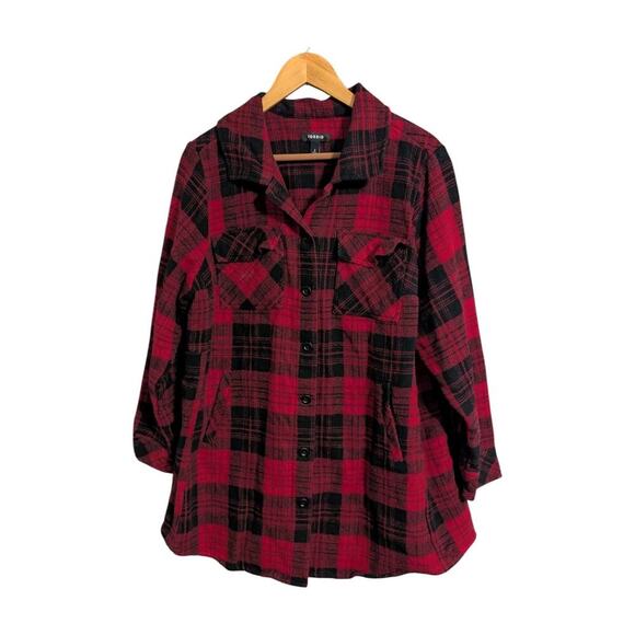 torrid Jackets & Blazers - Torrid Plaid Brushed Cotton Flannel Shacket Womens Size 2 Red Black Plus Size E